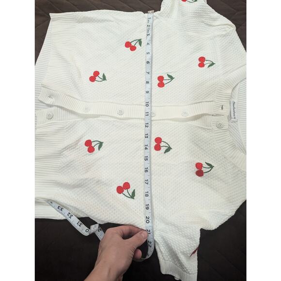 Cute cream short sleeve button cardigan by Bbonlinedress w/cherry embroidery XL - Picture 6 of 9